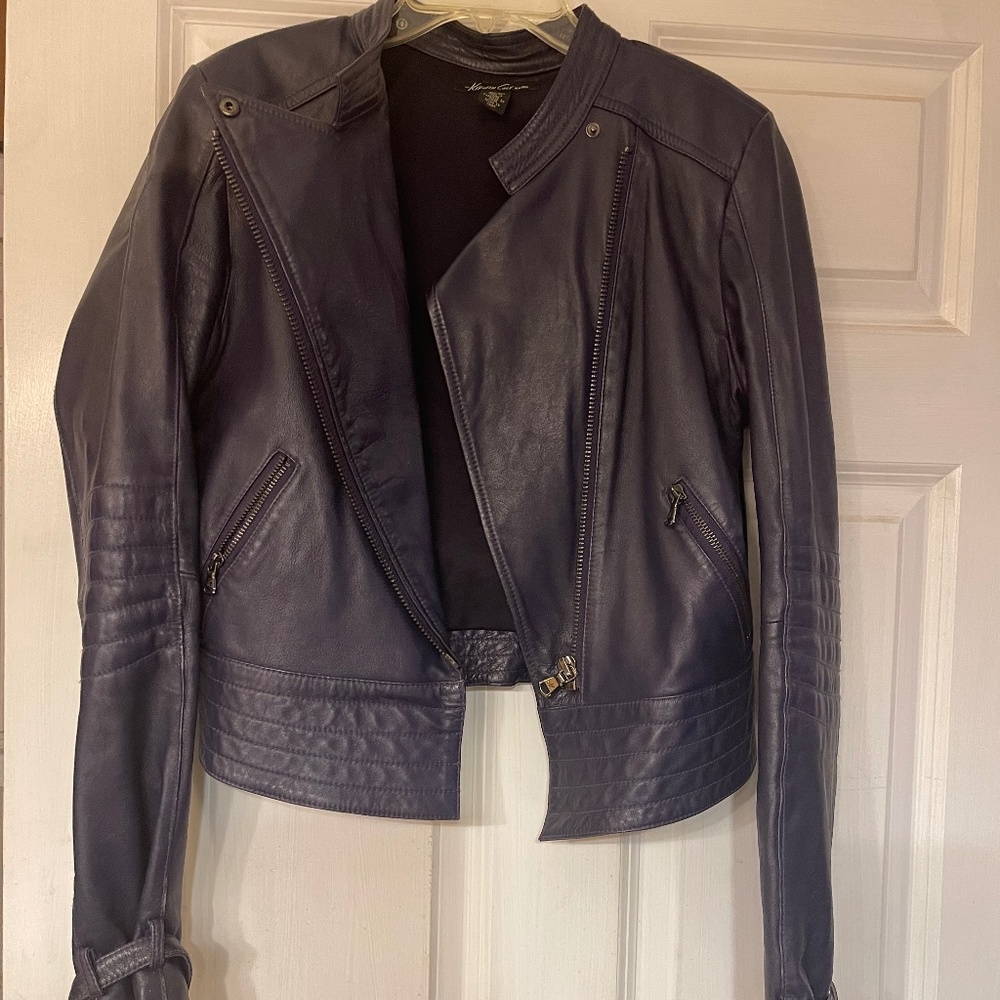 Kenneth Cole Plum Leather Jacket Size M